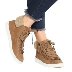 UGG Olive High Top Sneakers Chestnut Leather Shearling Womens Size 8.5 thumbnail 1