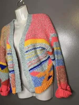 Sincerely Jules Cardigan Sweater Womens XS Multicolor Chunky Knit Open Front thumbnail 4