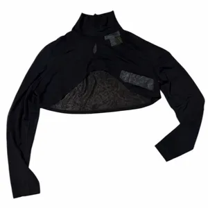 Joseph Ribkoff Black Sheer Cropped Long Sleeve Top | Size 8 thumbnail 1