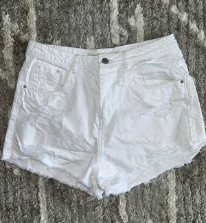 Nasty Gal White Denim Shorts thumbnail 1