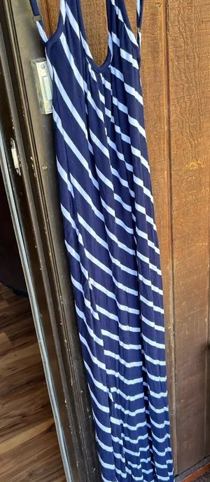 Navy and White Striped Maxi Dress Blue Size 0 thumbnail 1
