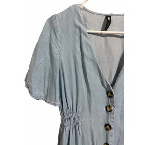 Zara Midi‎ Button UP Dress Lyocell Denim Lightweight V-Neck Women's Size Small thumbnail 9