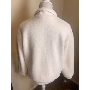 Peach White Sherpa Fleece Full Zip Jacket Womens Size Medium Mesh Lined Cream thumbnail 3