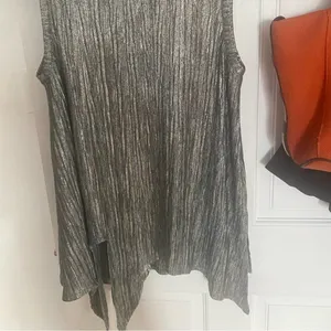 NWOT-INC women’s shimmering silver, side tied blouse thumbnail 3