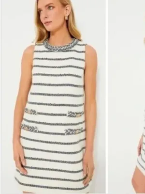 Tuckernuck Navy Stripe Tweed Sleeveless Crew Neck Jackie Mini‎ Dress Size XXXL thumbnail 2