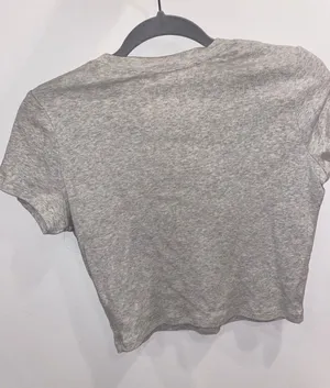 Hollister Heather Gray Cropped T Shirt thumbnail 2