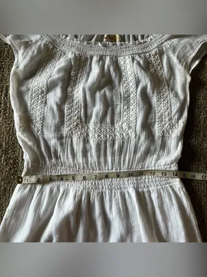 Y2K Hollister Women’s White Cotton Gauze Crochet-Trim Peasant Top dress thumbnail 6