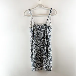 Abercrombie & Fitch Satin Sculpt Floral Sleeveless Slip Mini Dress Blue Small thumbnail 4
