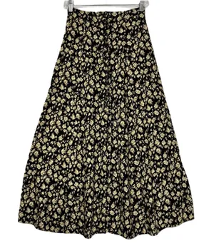 B. Moss Maxi Skirt Brown Floral Button Front Vtg 90s Rayon USA Cottage Juniors 3 thumbnail 1