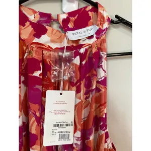 Petal & Pup Pink Orange Floral Halter Maxi Dress Size Medium NWT thumbnail 3