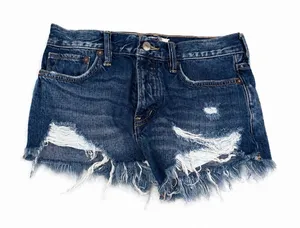 We The Free people Micro Shorts Womens 25 Blue Cut Off Fringe Button Fly thumbnail 1
