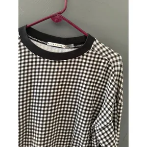 Alice +‎ Olivia Womens Gingham Checkered Sweatshirt Black White Preppy Small thumbnail 2