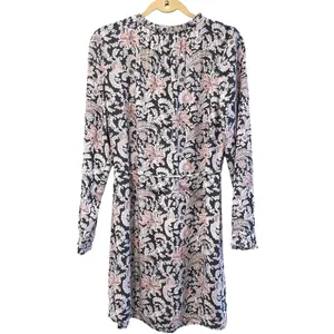 LOFT Dress Black Paisley Floral Romantic Boho Long Sleeve V-Neck‎ Women Medium thumbnail 3