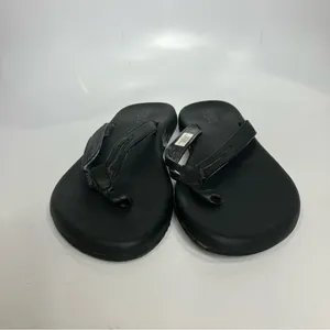 Flojos flip flop‎ sandals thongs black faux leather womens size 10 casual summer thumbnail 2