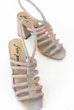 FREE PEOPLE COLETTE CINCHED HEEL RAINBOW METALLIC Size 6.5 thumbnail 1