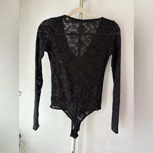 Free People Elegant Black Lace Wrap Top thumbnail 2