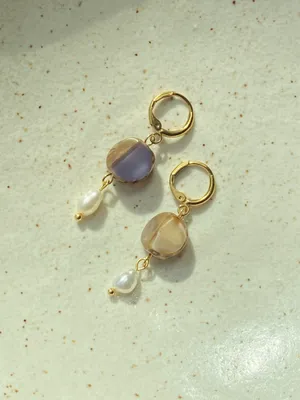 Handmade unique retro vintage fairy boho style dangle earrings w/ quality Czech glass beads💜 thumbnail 4