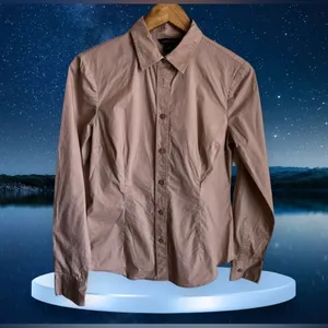 Moda International Women Tan Long Sleeve Blouse M With Bottom 4. % Elastic thumbnail 4