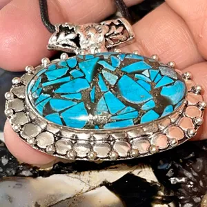 Spiny Turquoise in Copper Pendant 1 1/2”x 1 1/2” thumbnail 6