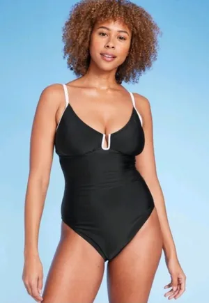Shade & Shore Crepe U Wire One Piece Bathing Suit thumbnail 1
