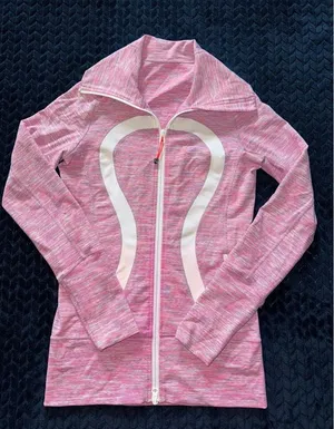 Lululemon Define Jacket Thumbholes Full Zip Athletic Pink White Size 4 thumbnail 1
