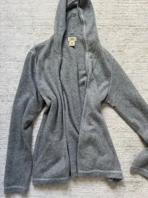 L.L. Bean Women's Gray Open-Front Knit Cardigan (Size Large) thumbnail 3