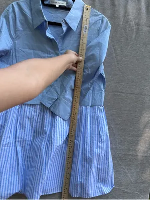 English Factory Stripe mixed media Contrast Shirt Mini Dress Size XS thumbnail 6