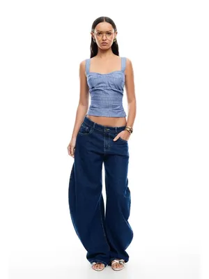 LIONESS Cobain Corset Top in Navy Stripe XSmall New Womens Sleeveless Tank thumbnail 12