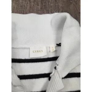 CYRUS Super Soft The Striped Cardigan Breton Stripe Black Ivory Sweater Large thumbnail 4