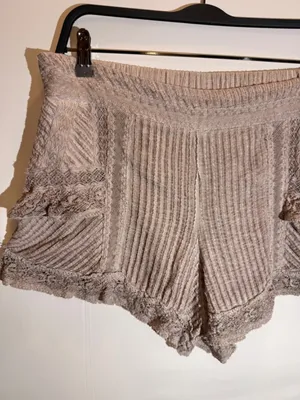 Free People Adore You Neutral Pieced Lace Boho Festival Shorts Size Large thumbnail 4
