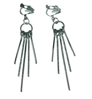 Silver Dangle Textured Rods Clip thumbnail 3
