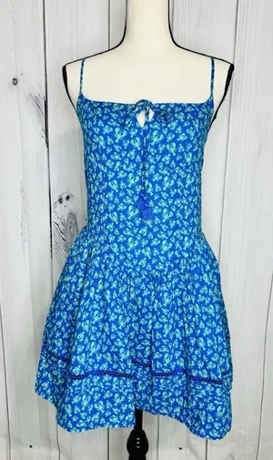 Roller Rabbit x Target Sz XS Blue Green Lobster Print Mini Dress Smocked Back thumbnail 1