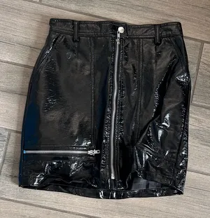 Silence + Noise Shiny Black Mini Skirt thumbnail 1