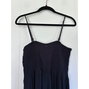 Prana Womens Black Smocked Gauze Jumpsuit Adjustable Straps L Lagenlook Boho thumbnail 4