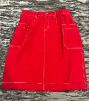 Red Skirt with White Stitching Cargo Size L/XL by Soncy thumbnail 1