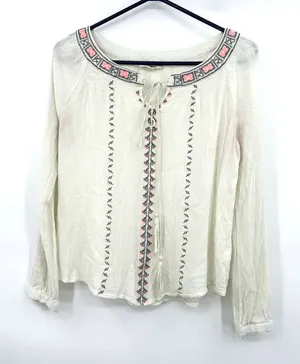 Altar'd State size Large Long Sleeve Cream Blouse‎ embroidered thumbnail 1