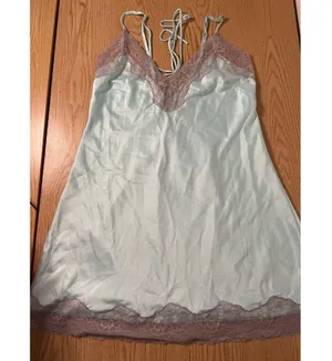 Womens Venus Lacey Silky Satiny Chemise Night Gown Stretchy Baby Blue Medium thumbnail 1