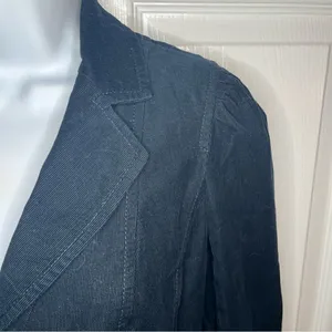 Ann Taylor Corton Corduroy Blazer Jacket Notched Lapel Button Dark Navy Blue 6 thumbnail 3