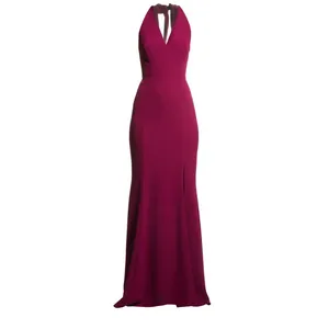 NWT Dress The Population Shiloh Tie Back Halter Dress in Dark‎ Magenta thumbnail 2