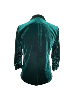 Skies are blue Velvet Ruched Sleeves Blazer Women’s Size XS Holidays Christmas thumbnail 4