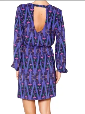 Amanda Uprichard Silk Neon Aztec Print Dress Purple Size XS thumbnail 10
