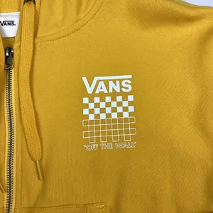 Vans Off The Wall Cropped Full Zip Hoodie Sweatshirt Mustard Yellow Size Medium NEW! thumbnail 3