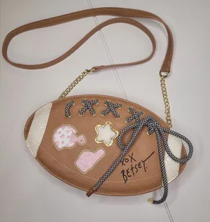 $98 NWOT Brown Betsey Johnson Football kitsch Crossbody Bag thumbnail 1