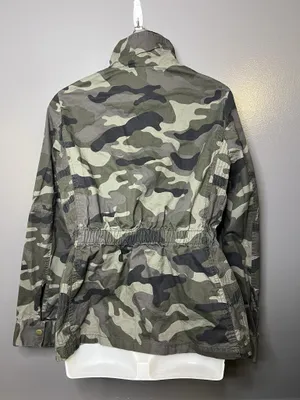 Love Tree Jacket Womens Medium Green Camo Military Zip Pockets Lightweight thumbnail 5