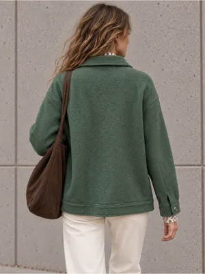Joie Wool Blend Olive Green Chore Coat Large Oversized Scandi Workwear Jacket thumbnail 3