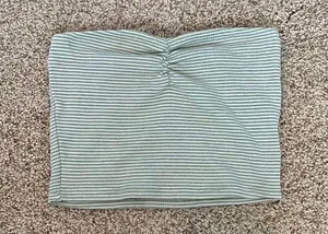 Full Tilt Green and White Striped Tube Top thumbnail 1