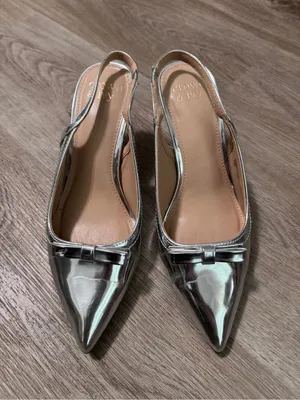 Crown & Ivy Remi Kitten Heel Slingback Silver Women’s 7.5 Bow Pointed Toe Shoes thumbnail 3