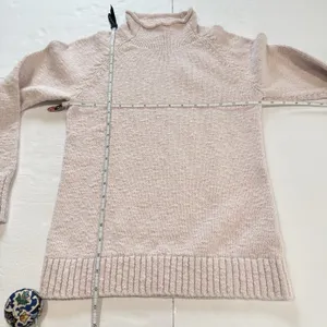 LL Bean pale‎ Pink Cotton Ragg Funnelneck Pullover Sweater Size XS thumbnail 9