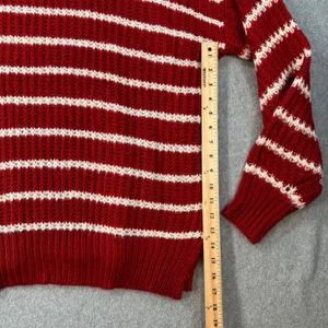 Jodifl Striped Oversize Knit Sweater Women's Large Red/White Crew Neck New thumbnail 5