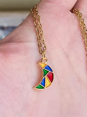 Handmade celestial whimsical retro simple moon necklace🌟 thumbnail 3